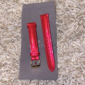 Hot pink leather Michele watch strap